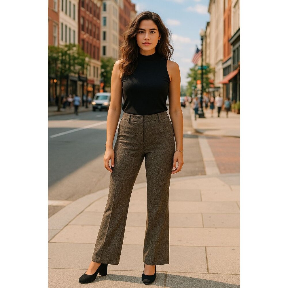 7th Avenue Size 12 Tweed Trousers Flared Leg Tailored Work Pants Boss Energy